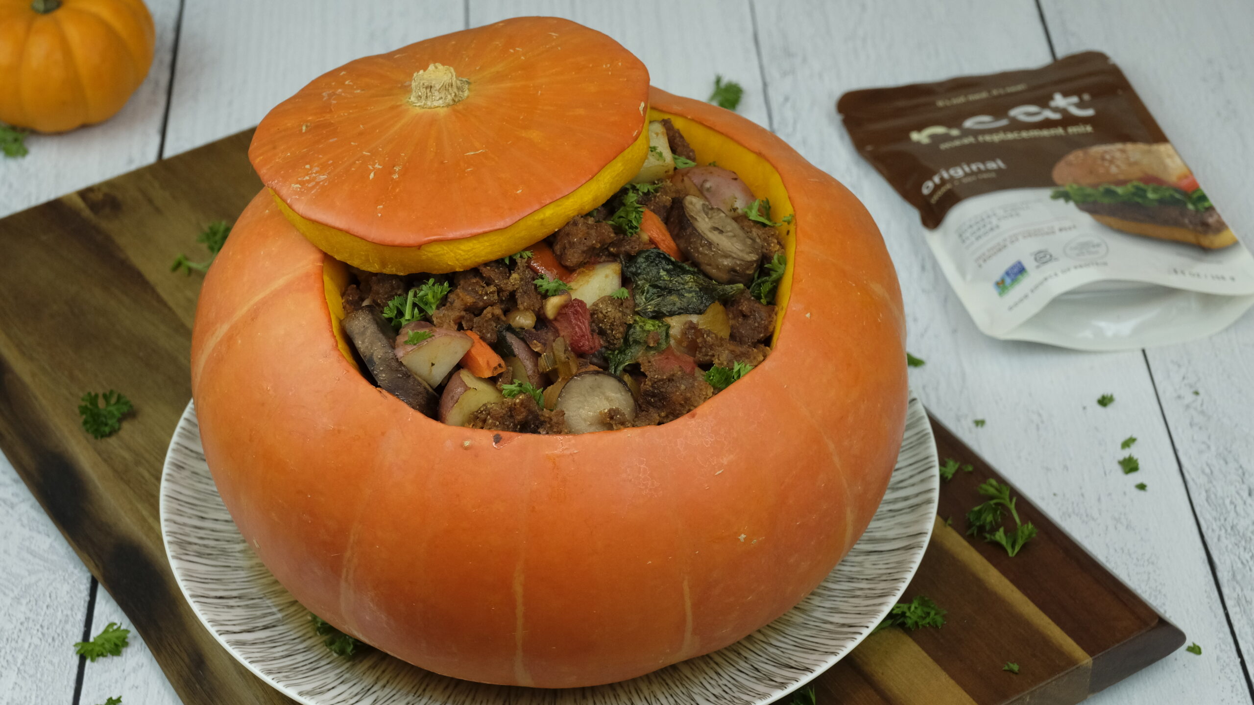 pumpkin stuffed with neat vegetable stew