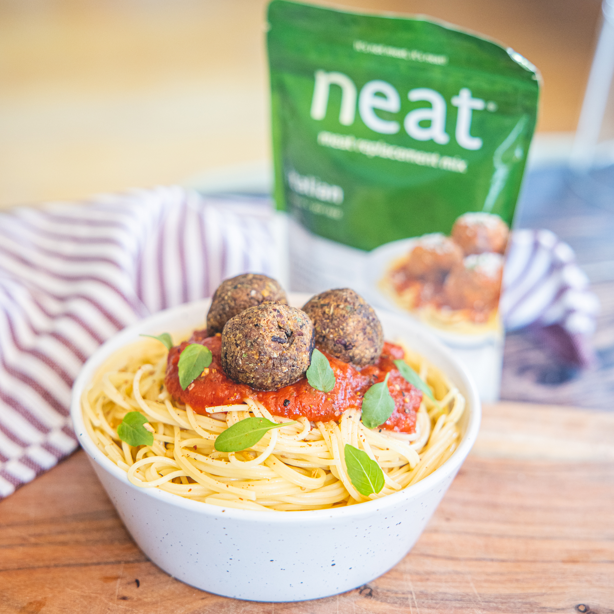 neatballs and pasta